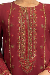 3PC raw-silk Embroidered Suit IUSTKSD-875