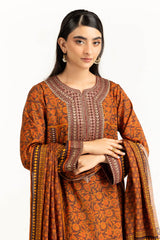 3PC raw-silk Printed Suit With Embroidered IUSTKSD-1096