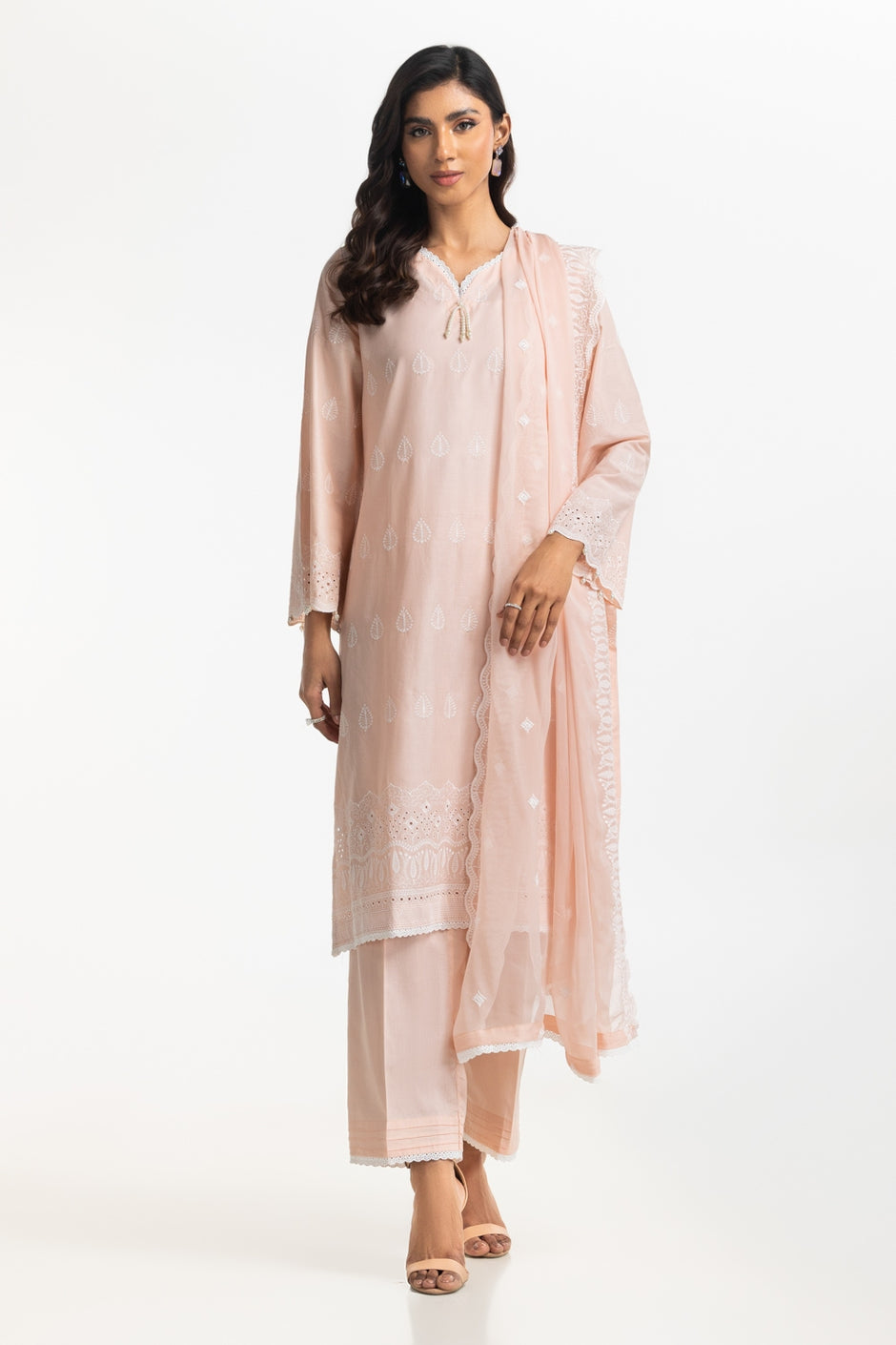 3PC Lawn Schiffli Embroidered Suit