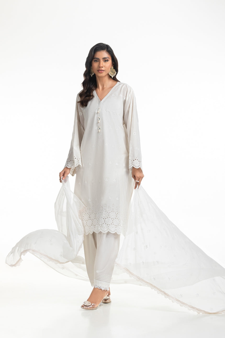 3PC Lawn Schiffli Embroidered Suit