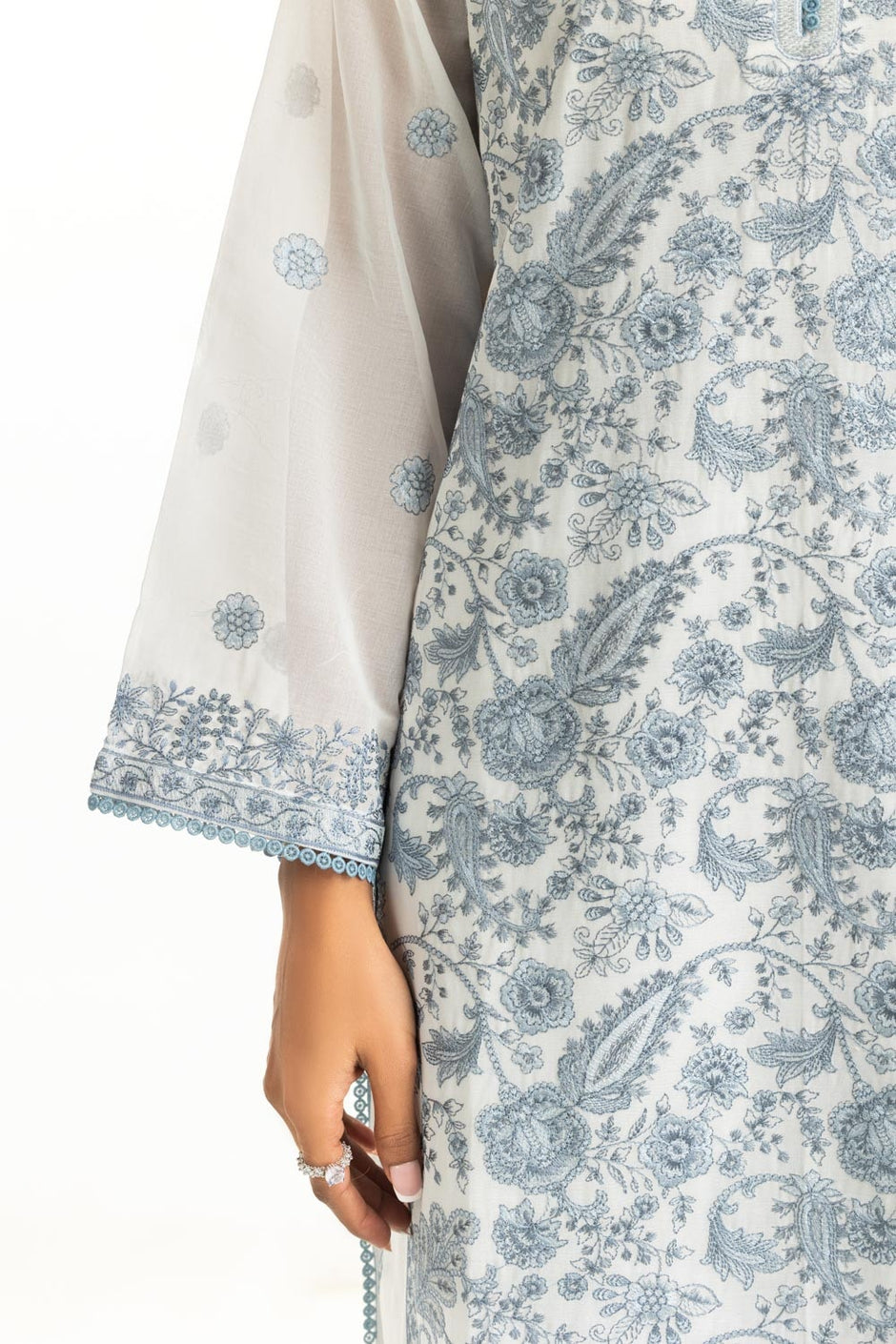 3PC Swiss Voile Embroidered Suit