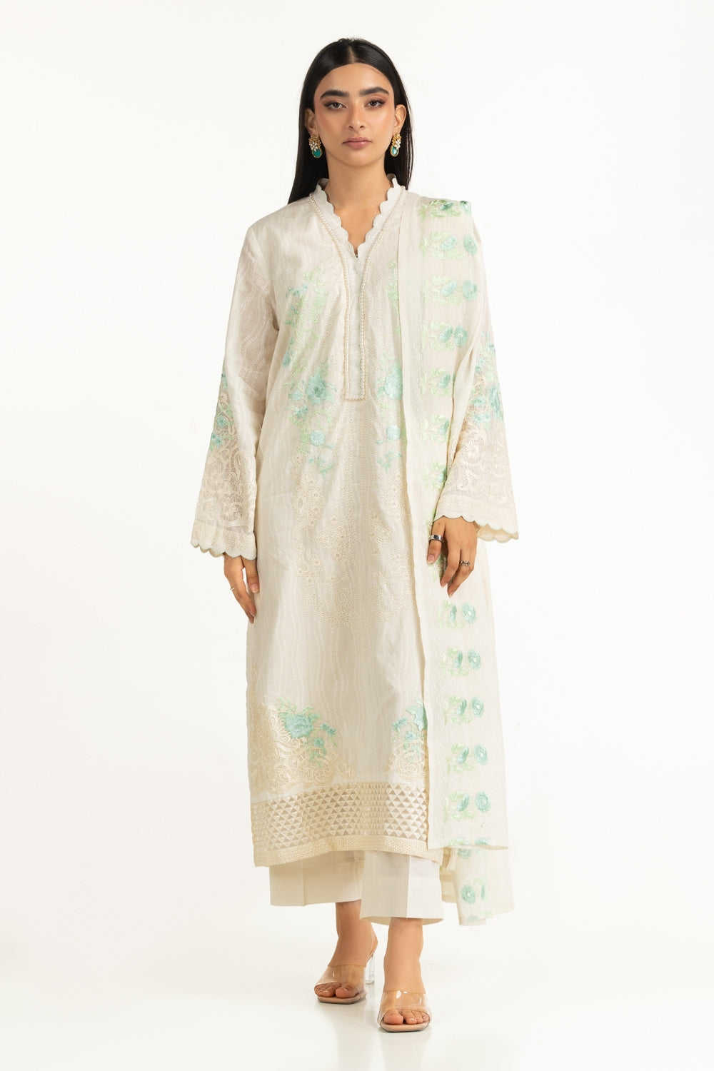 3PC Zari Stripe Embroidered Suit IUSTKSD-941