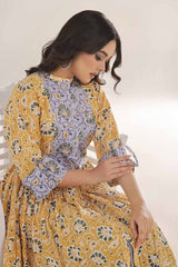 Unstitched Gold Printed Lawn Shirt SL-42035 B