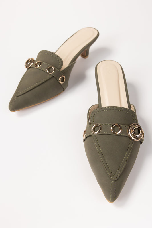 Olive Green Mules IFS-MLS25-001