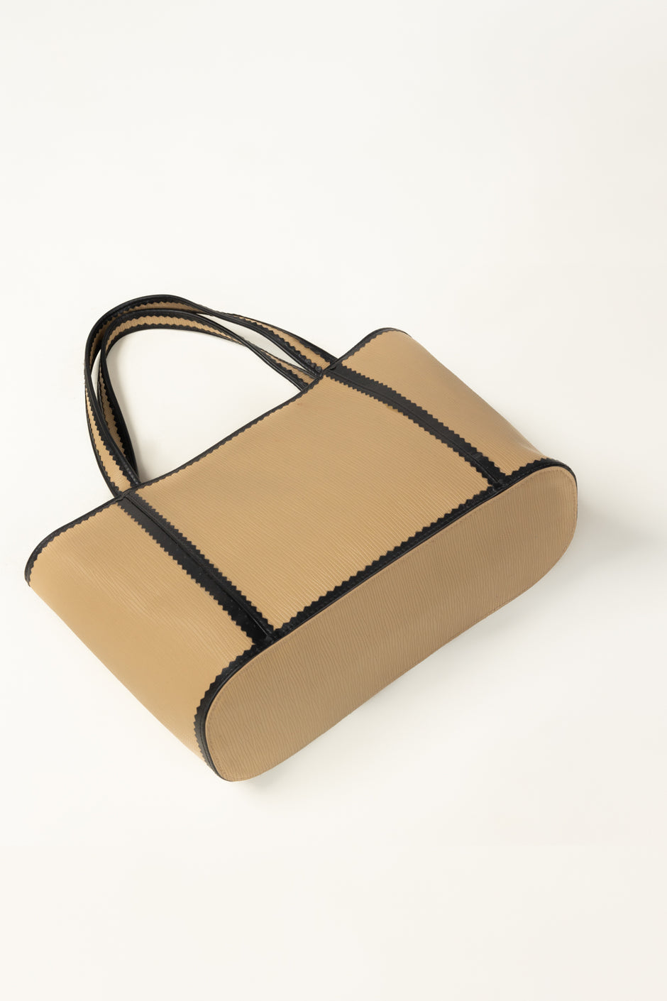Beige Black Tote Bag