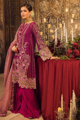 3 Piece Sequins Embroidered Khaddi Net Unstitched Suit with Lurex Organza Dupatta and  Sequins Embroidered Lace FE-32054
