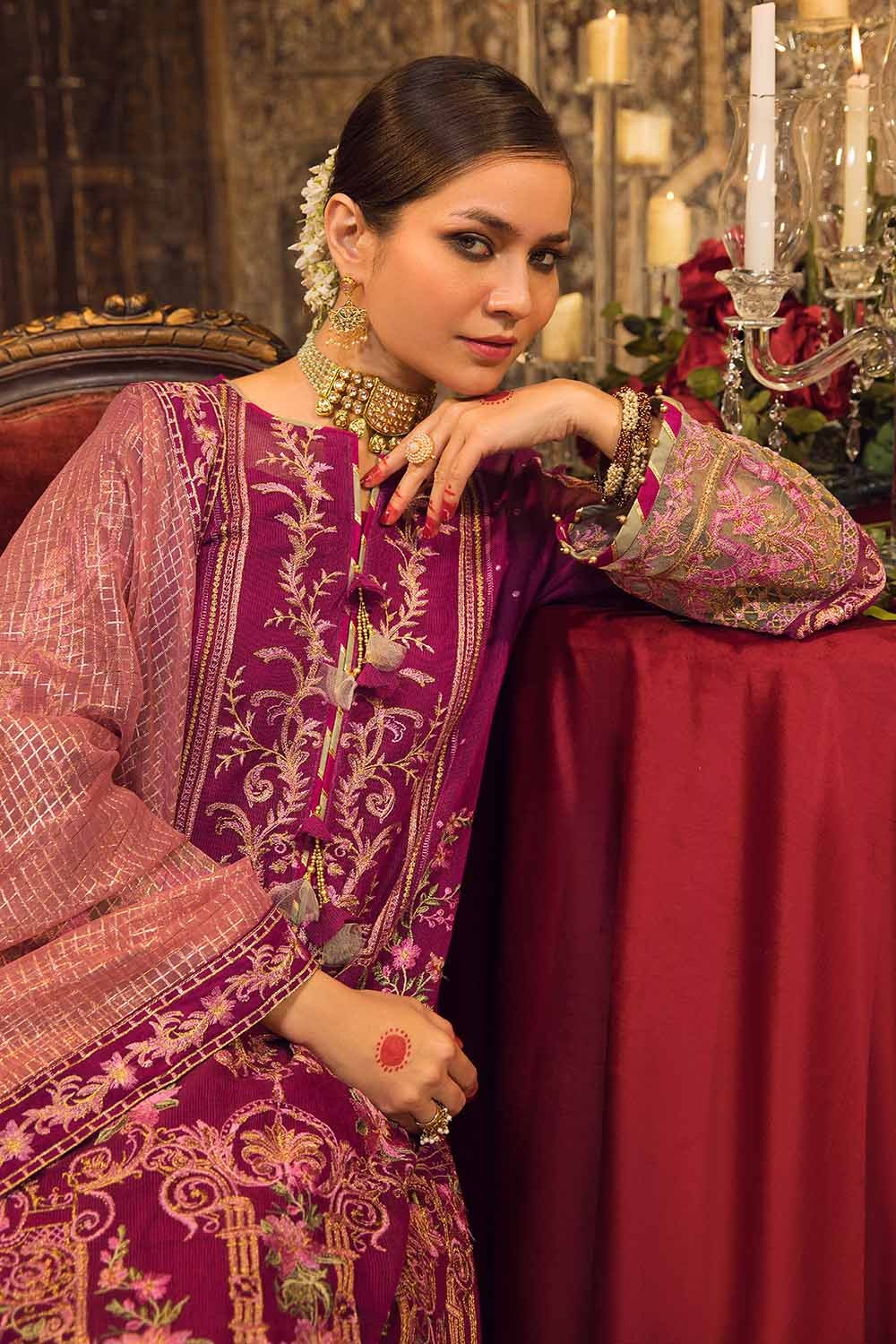 3 Piece Sequins Embroidered Khaddi Net Unstitched Suit with Lurex Organza Dupatta and  Sequins Embroidered Lace FE-32054