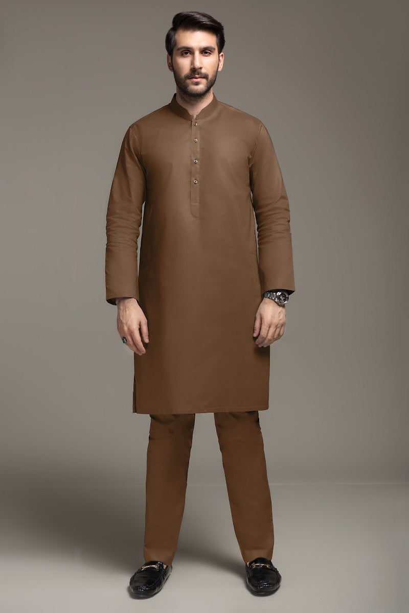 Khaki Brown Unstitched Fabric PLATINUM LATHA