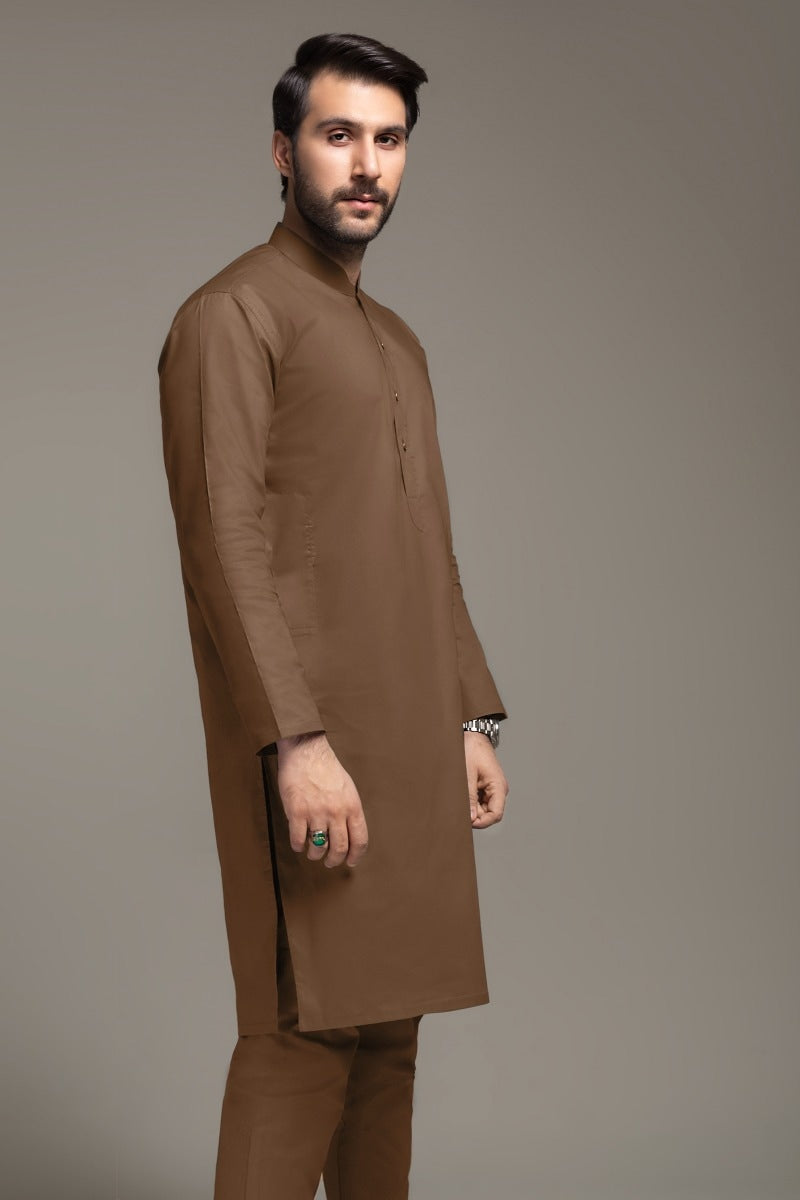 Khaki Brown Unstitched Fabric PLATINUM LATHA