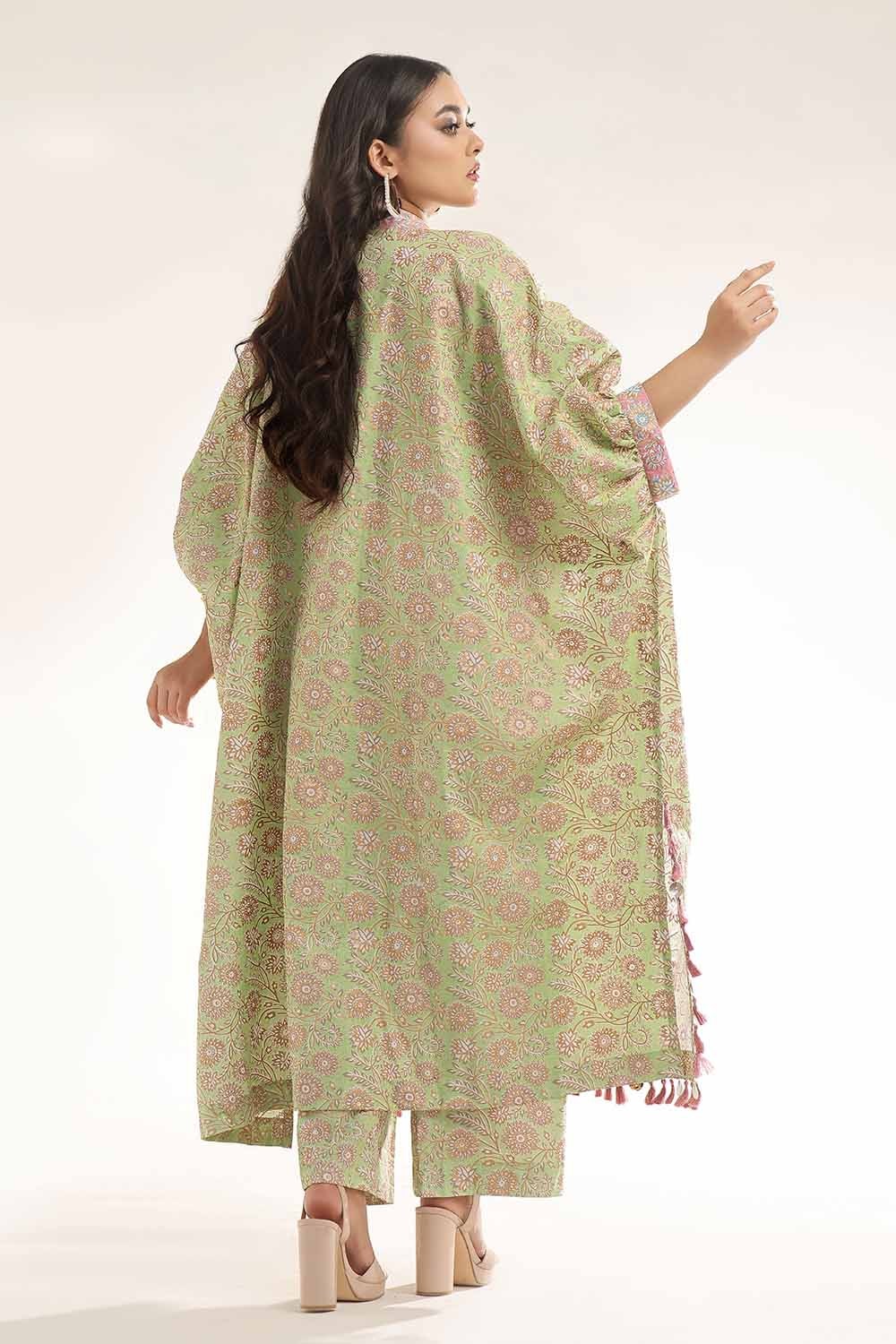 Unstitched Gold Printed Lawn Shirt SL-42034 B
