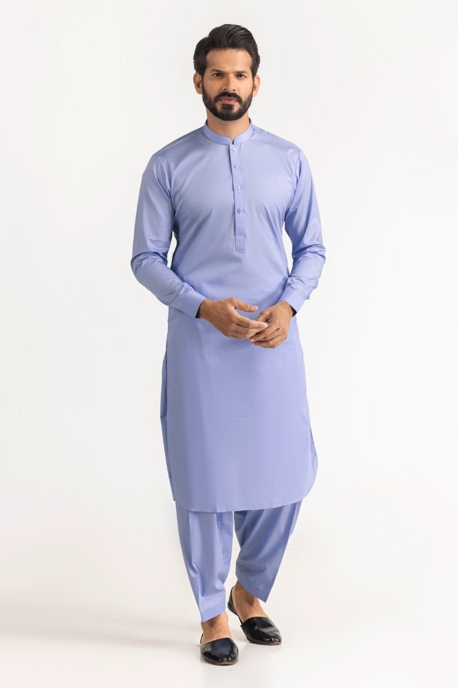Sky Blue Esso Latha Unstitched Fabric