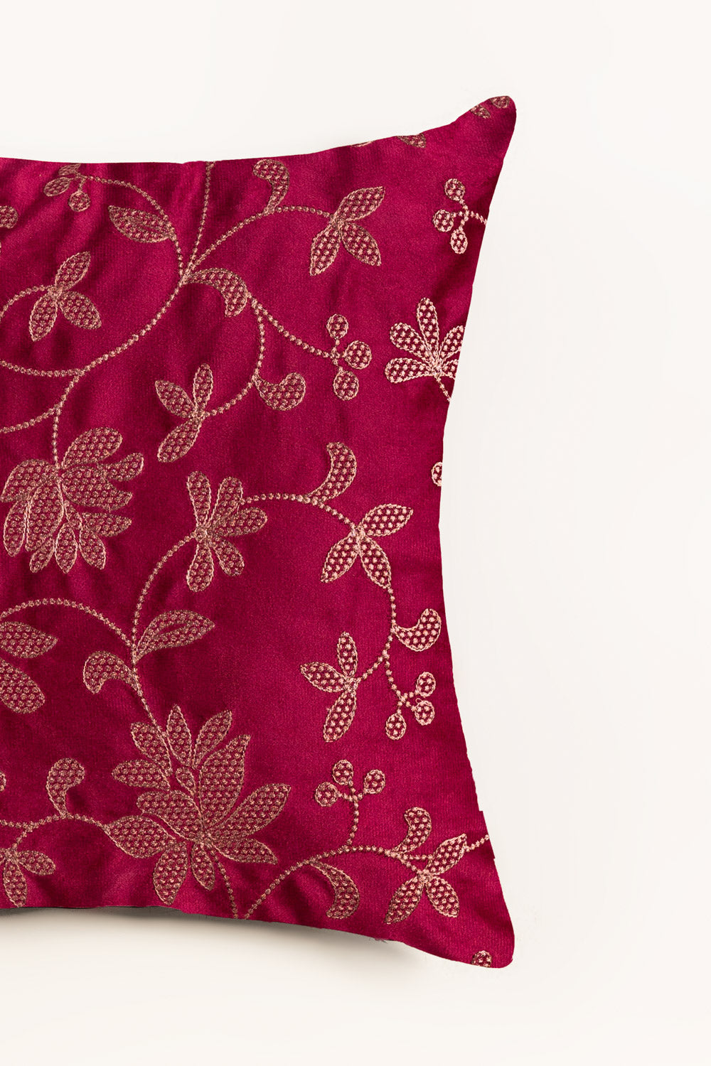 VEC-011 Gold Velvet Embroidered Cushion Cover