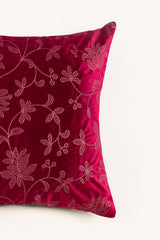 VEC-011 Pink Velvet Embroidered Cushion Cover