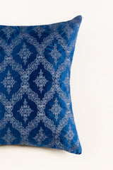 VEC-019 Blue Velvet Embroidered Cushion Cover