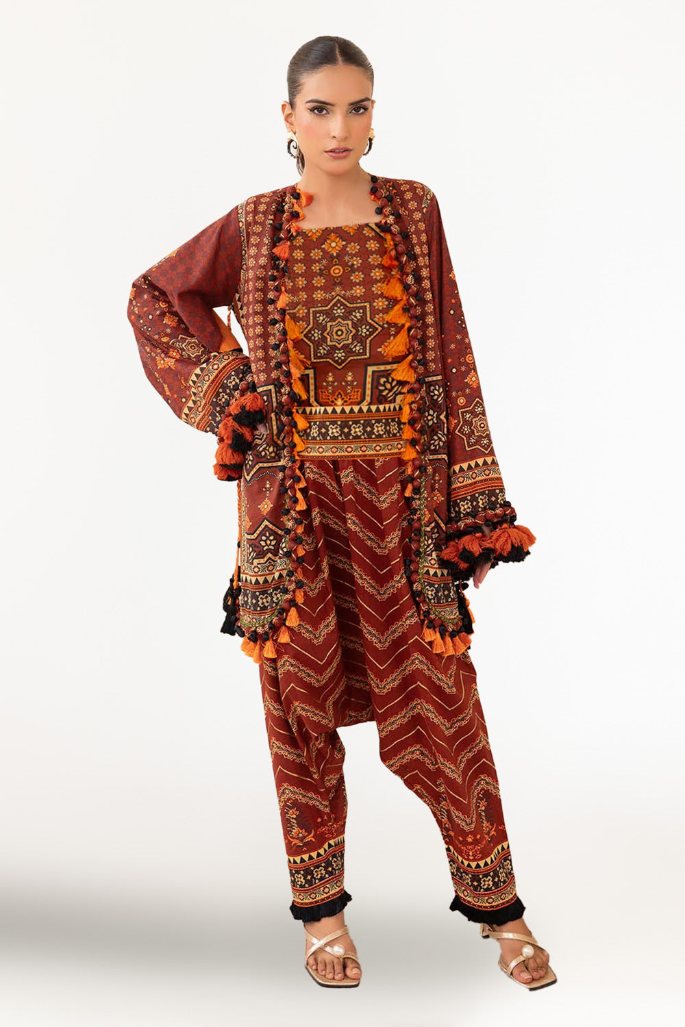 2 Piece Unstitched Gold Printed Lawn Suit TL-52144