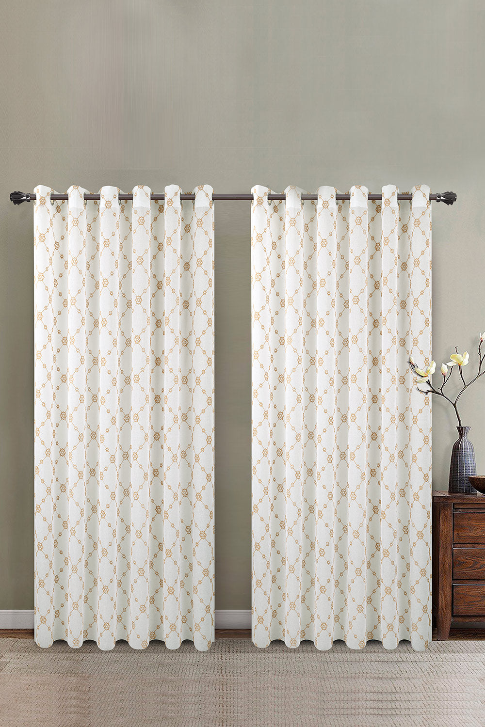 Almond buff Embroidered Curtain
