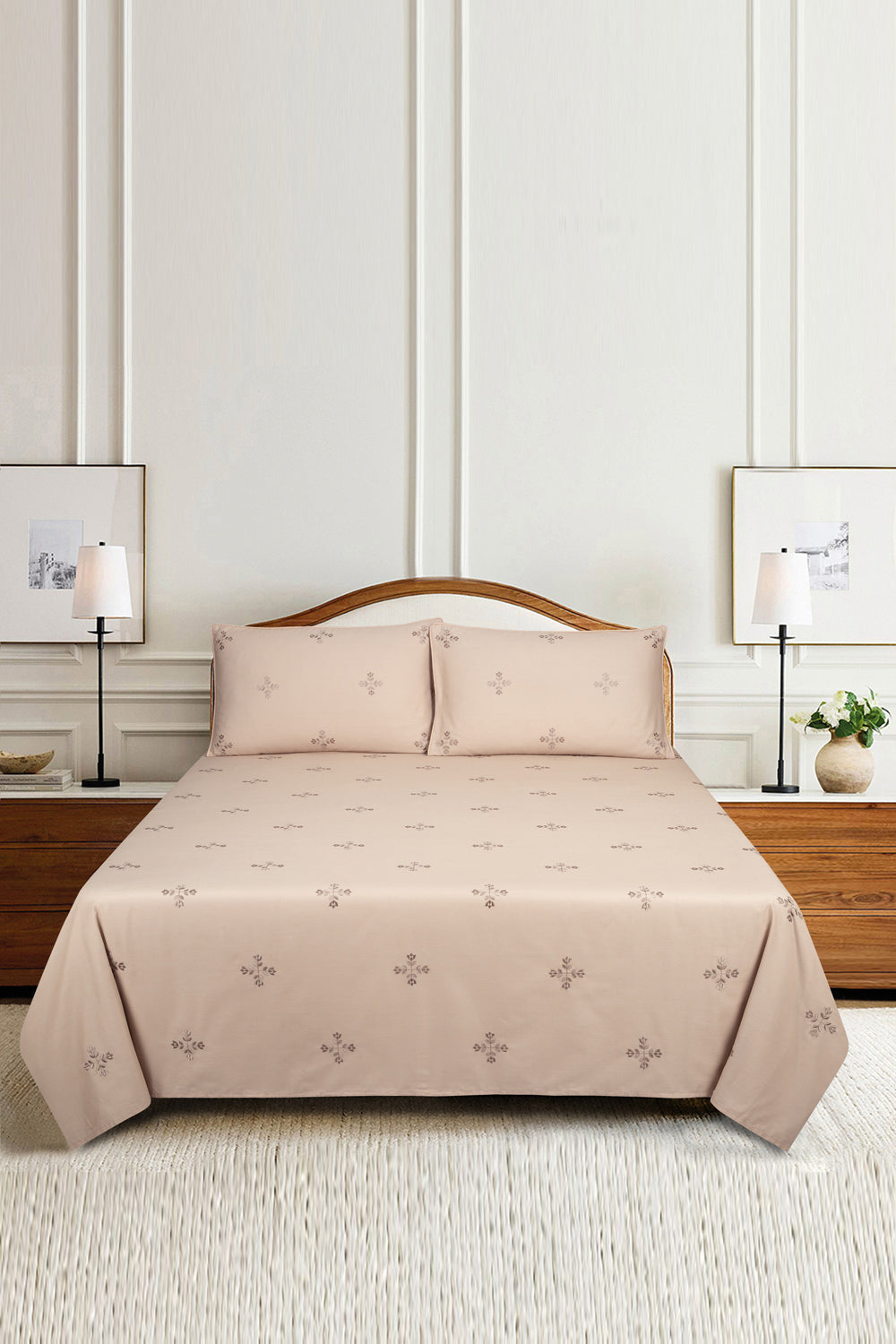 Amber Light T-150 Embroidered Bed Sheet Set