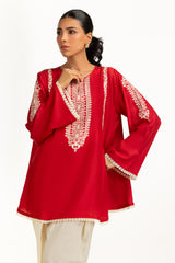 Arabic Linen Embroidered Shirt And Dyed Shalwar IUSTTS-1126