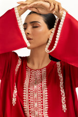 Arabic Linen Embroidered Shirt And Dyed Shalwar IUSTTS-1126