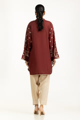 Arabic Linen Embroidered Shirt And Dyed Shalwar IUSTTS-1182