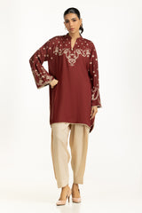 Arabic Linen Embroidered Shirt And Dyed Shalwar IUSTTS-1182