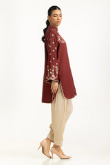 Arabic Linen Embroidered Shirt And Dyed Shalwar IUSTTS-1182