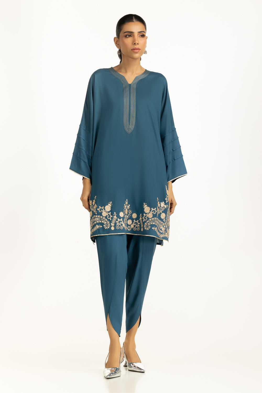 Arabic Linen Embroidered Co-Ord Set IUSTTS-1212