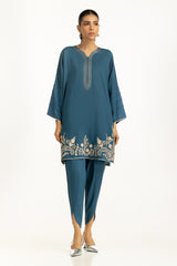 Arabic Linen Embroidered Co-Ord Set IUSTTS-1212