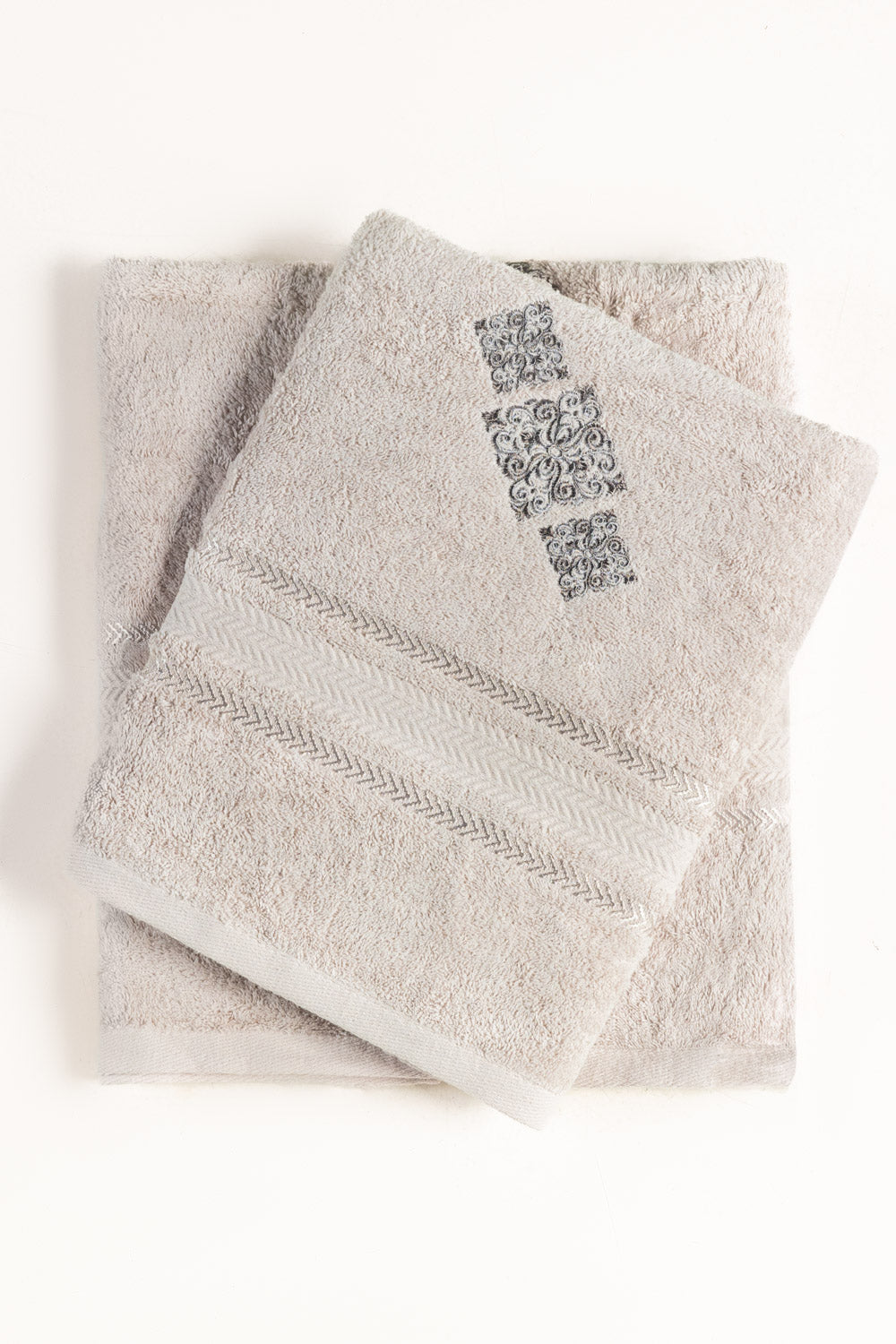 Ash Lilac Embroidered Towel