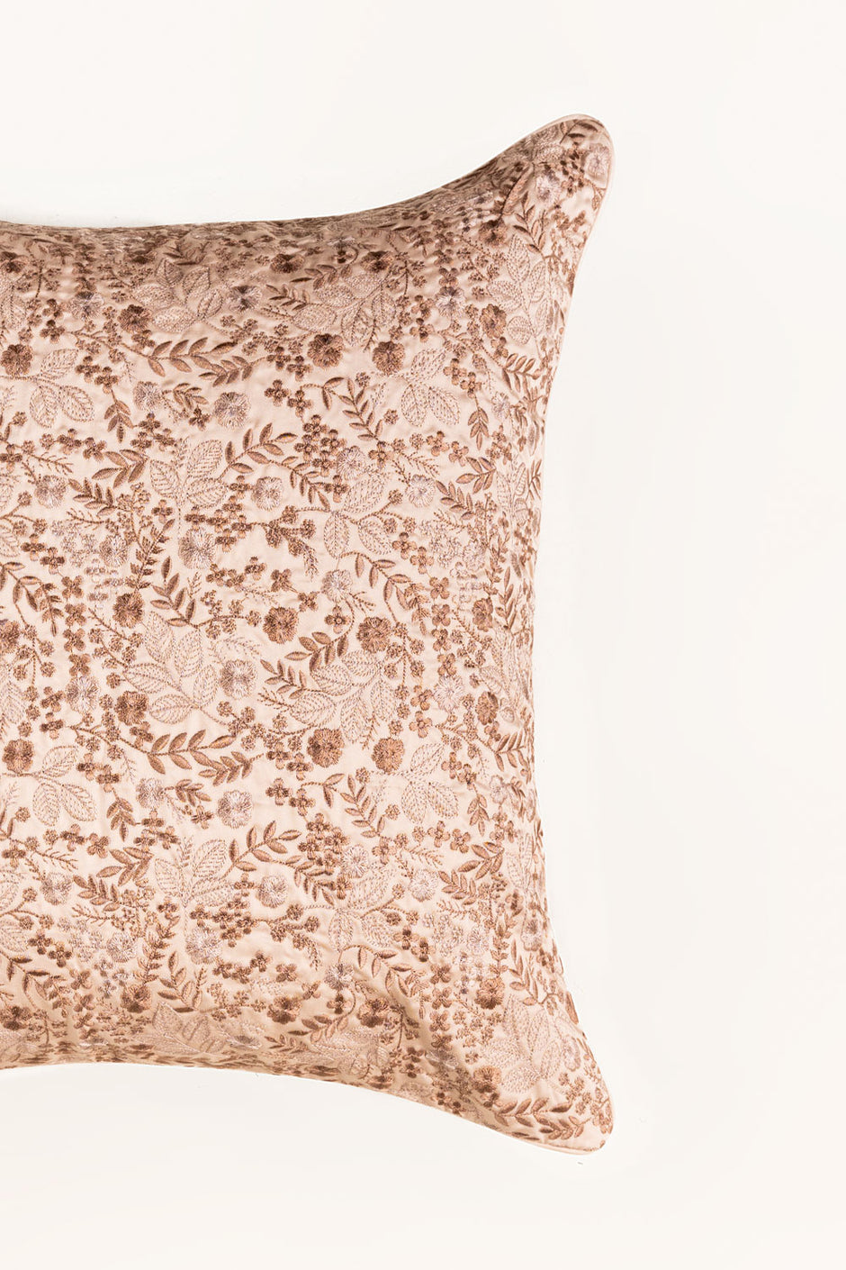 Beige T-400 Embroidered Square Cushion Cover