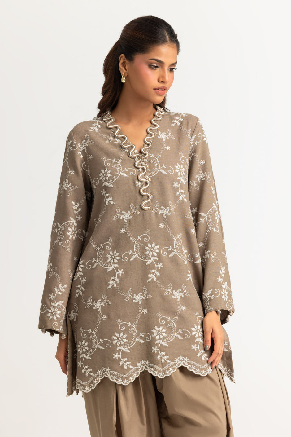 Blended Embroidered Shirt And Dyed Shalwar