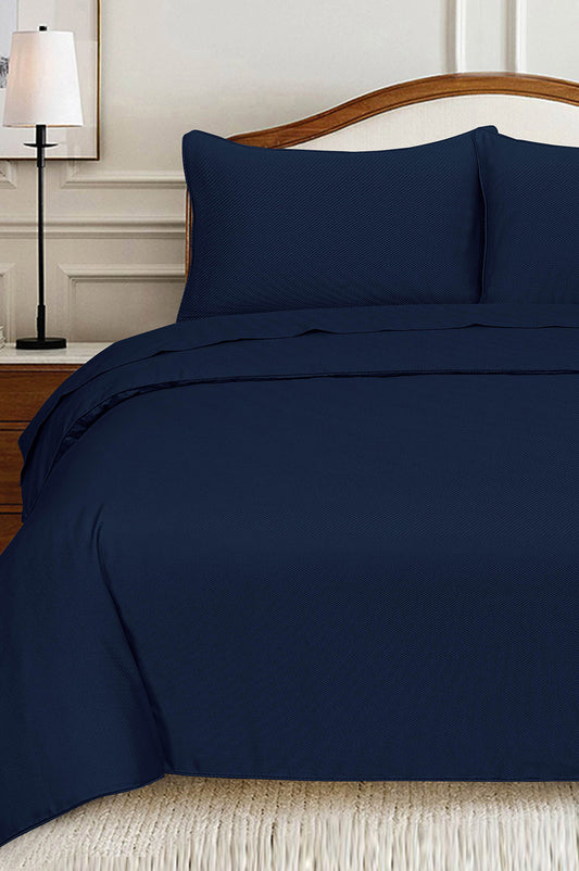 Blue Cube Dobby Quilt Cover Set