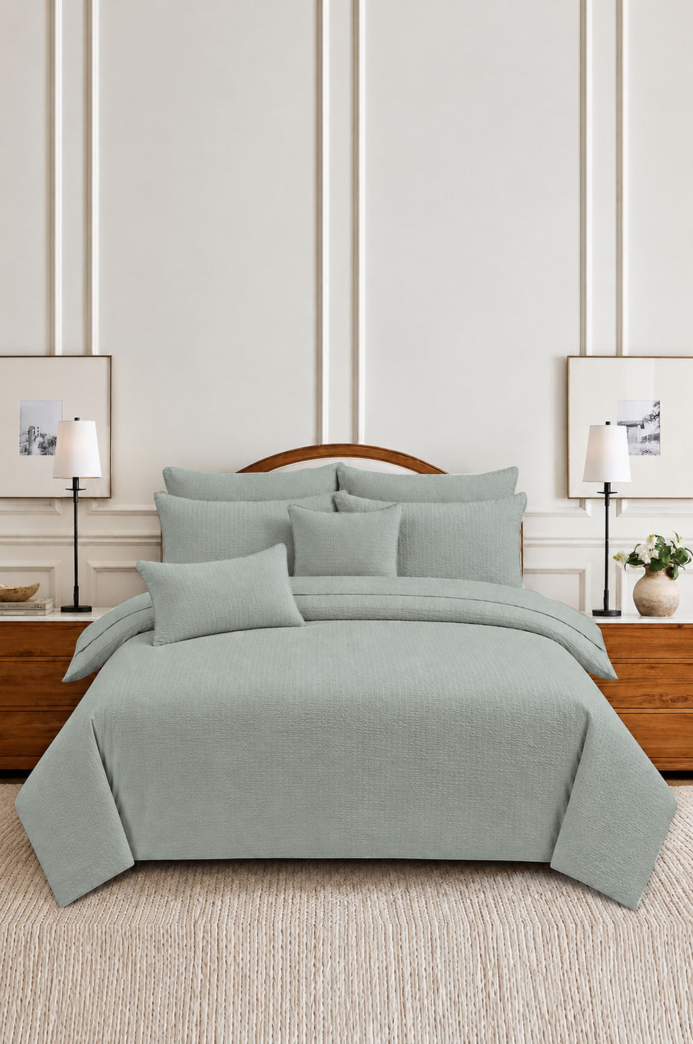 Blue Fox Seersucker Dyed Duvet Cover