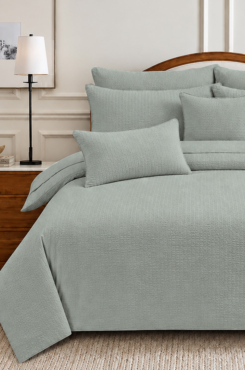 Blue Fox Seersucker Dyed Duvet Cover