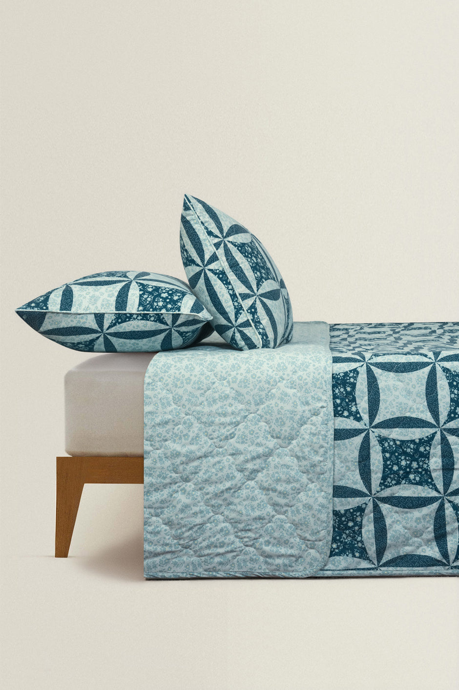 Blue Patch Bed Throw