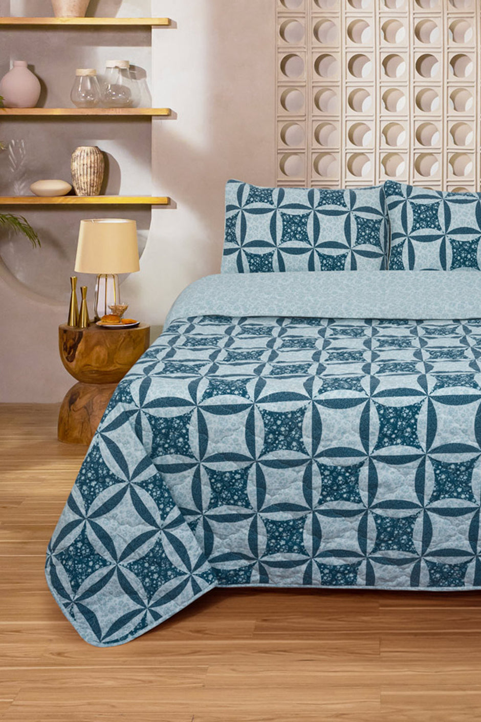 Blue Patch Bed Throw