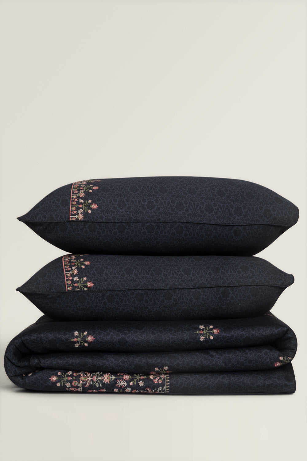 Blue Jewel Embroidered Quilt Cover Set