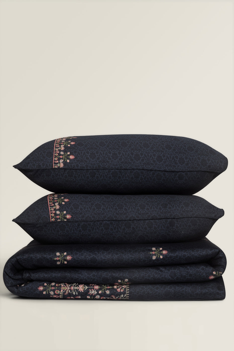 Blue Jewel Embroidered Quilt Cover Set