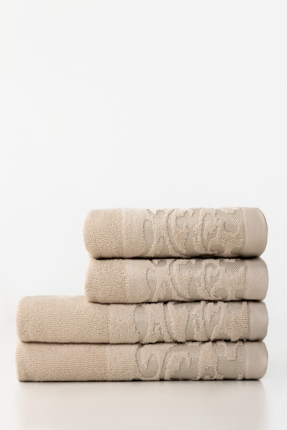 Bone 4pcs Jacquard Dyed Towel Set