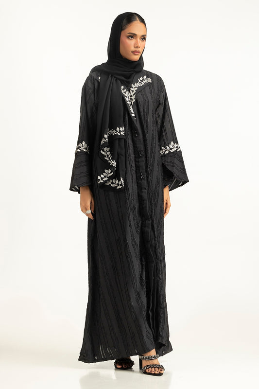 Brochia Georgette Embroidered Abaya With Embroidered Scarf IPAB-22160