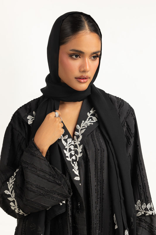 Brochia Georgette Embroidered Abaya With Embroidered Scarf IPAB-22160