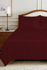 Burgundy Deep Luxury Stripe Bed Sheet Set