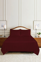Burgundy Deep Luxury Stripe Bed Sheet Set