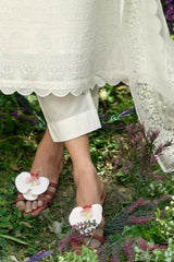 3 Piece Foam Printed Paper Cotton Suit with Inner and Embroidered Organza Details and Burnout Printed Poly Silk Dupatta