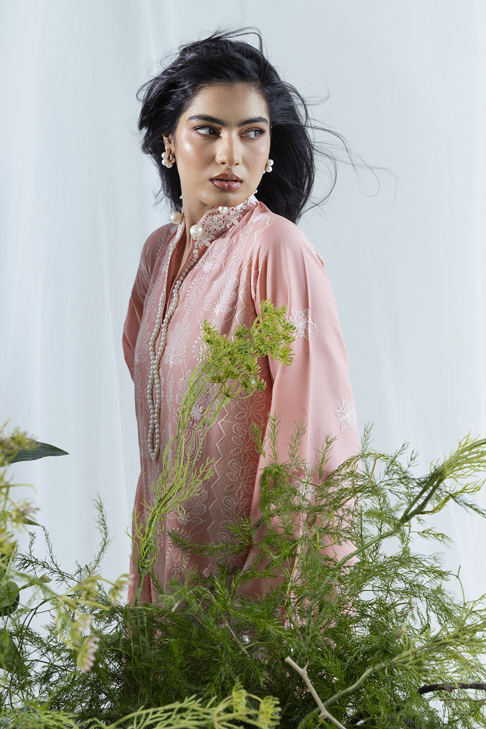 3 Piece Embroidered Lawn Suit with Borders and Silk Dupatta