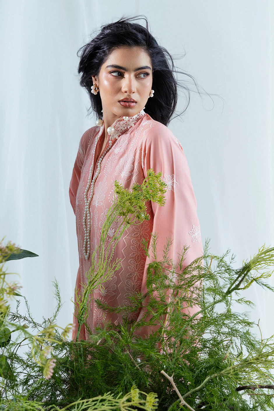 3 Piece Embroidered Lawn Suit with Borders and Silk Dupatta