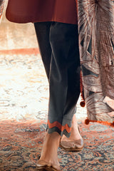 3 Piece Burnout Velvet Suit with Embroidered Printed Khaddar Shirt and Dyed Trouser BVL-52001