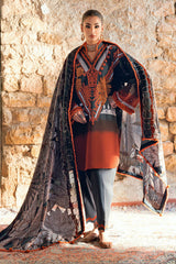 3 Piece Burnout Velvet Suit with Embroidered Printed Khaddar Shirt and Dyed Trouser BVL-52001