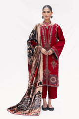 3 Piece Burnout Velvet Suit with Embroidered Raw Silk Shirt and Trouser BVL-52002