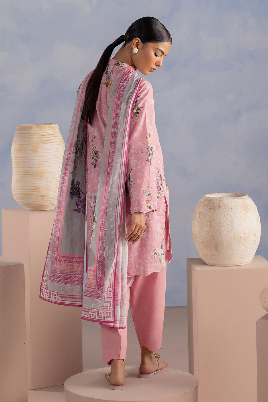 3 Piece Printed Cotton Suit with Printed Lawn Dupatta